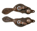 Showman Showman Youth Argentina Leather Basket Weave Tooled Spur Straps