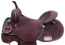 Circle S 14" CIRCLE S Barrel Style Saddle with Teal Buck Stitch Accents