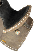 Double T 10" Double T Barrel Style Saddle with White Buckstitch Accents