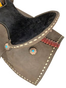 Double T 14" Double T Barrel Style Saddle with White Buckstitch Accents