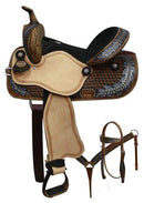 Double T Double T Barrel Style Saddle With Oak Leaf Tooled Design