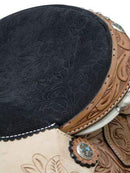 Double T Double T Floral Embossed Suede Barrel Saddle