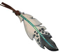 Showman Hand Painted Tie On Feather With Teal Accent