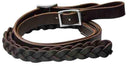 Showman One Piece Leather Braided Middle Roping Reins