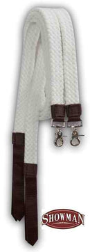 Showman Showman 7.5' White Braided Cotton Split Reins