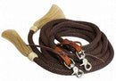 Showman Showman 8' Round Braided Nylon Split Reins With Horse Hair Ends
