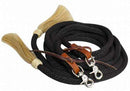 Showman Showman 8' Round Braided Nylon Split Reins With Horse Hair Ends