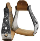 Showman Showman Aluminum Polished Engraved Stirrups With Cut Out Diamond Design