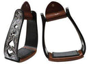 Showman Showman Angled Black Aluminum Stirrups With Silver Engraving And Cut Out Poker Suit Designs