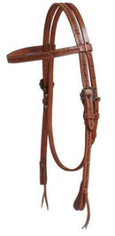 Showman Showman Argentina Cow Leather Headstall With Barbed Wire Tooling