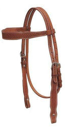 Showman Showman Argentina Cow Leather Headstall With Basket Weave Tooling