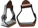 Showman Showman Black Aluminum Angled Stirrups With Skull And Cross Bones