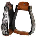 Showman Showman Black Aluminum Engraved Silver Pleasure Style Stirrups