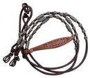 Showman Showman Braided Burgundy Rawhide Romal Reins With Leather Popper