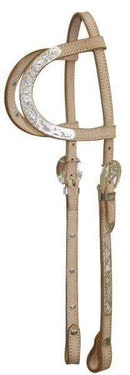 Showman Showman Double Ear Leather Silver Headstall