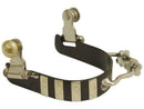 Showman Showman Ladies Black Steel Bumper Spurs With Engraved Silver Bar Overlays
