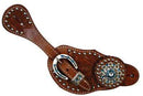 Showman Showman Ladies Spur Straps With Blue Crystal Rhinestones