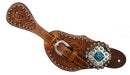 Showman Showman Ladies Spur Straps With Diamond Shaped Blue Rhinestone Conchos
