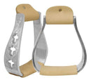 Showman Showman Light Weight Engraved Polished Aluminum Stirrups With Cut Out Cross Design