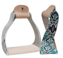 Showman Showman Light Weight Twisted Angled Aluminum Stirrups With Shimmering Teal Aztec Print