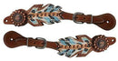Showman Showman Medium Leather Hand Painted Feather Spur Straps