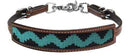 Showman Showman Medium Leather Wther Strap With Teal And Black Zig Zag Beaded Inlay