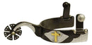 Showman Showman Men's Black Steel Spur With Gold Cross Overlay