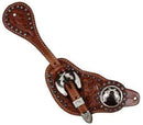 Showman Showman Men's Floral Tooled Leather Spur Straps