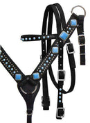 Showman Showman Nylon Turquoise Stone Headstall Set