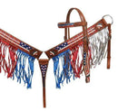 Showman Showman Painted American Flag Headstall Set With Fringe