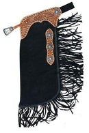 Showman Showman Suede Leather Chinks With Floral Tooling