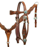 Showman Showman Teal and Black Snake Print Headstall Set