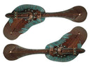 Showman Showman Teal And Copper Painted Feather Spur Straps