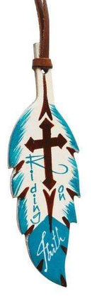 Showman Teal And Brown Hand Painted Leather Tie On