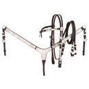Tough-1 3 Piece Silver Show Set - Futurity Brow Headstall, Split Reins and Breastcollar with Silver Accents