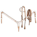 Tough-1 3 Piece Silver Show Set - Single Ear Headstall, Split Reins and Breastcollar with Silver Accents