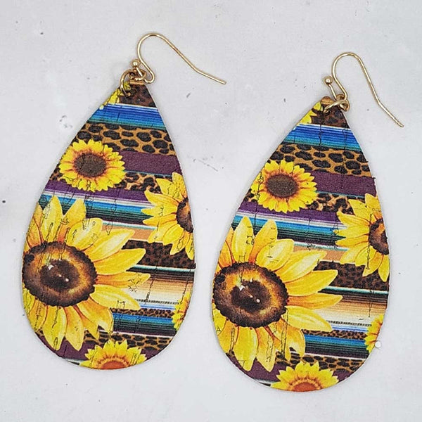 BHW Leopard Serape Sunflower Earrings