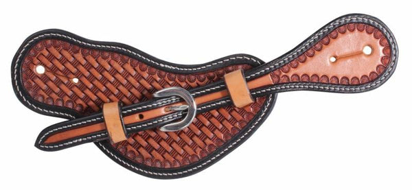 Professional's Choice Professional's Choice Basket Weave - Chestnut with Black Border Spur Straps