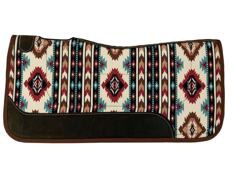 Showman Showman 31" x 32" Nylon Printed Top Contoured Felt Bottom Saddle Pad - Aqua Aztec