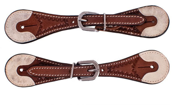 Showman Showman Youth Argentina Cow Leather Spur Straps with Rawhide Overlay Ends