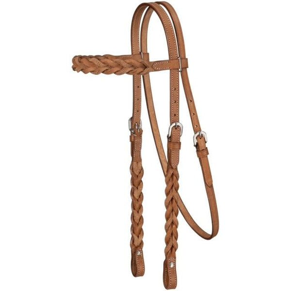 Tough-1 Royal King Braided Leather Browband Headstall