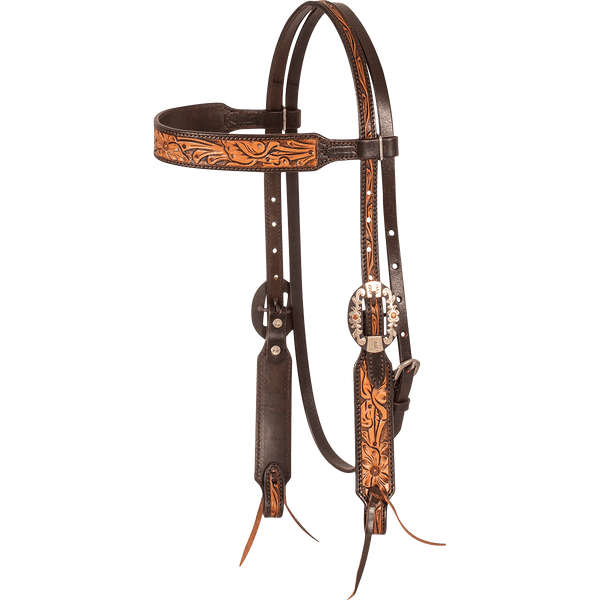 Cashel Cashel Two-Tone Floral Tooled Browband Headstall