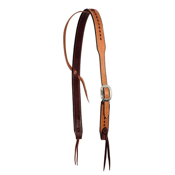 Cowboy Tack Cowboy Tack 1 1/4″ Leather Rough Out Buckstitched Cowboy Knot Slip Ear Headstall