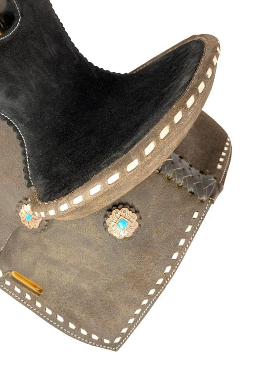 Double T 10" Double T  Barrel Style Saddle with White Buckstitch Accents