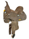 Double T 10" Double T Rough Out Barrel Style Saddle with Teal Buckstitch Accents & Flower Conchos