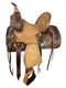 Double T 10" Double T  Youth Ranch Style Hard Seat Saddle with Two-Tone Floral Tooling