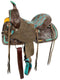 Double T 12" Double T Barrel Style Saddle with Teal Gator Patchwork Pattern