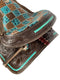 Double T 15" Double T  Barrel Style Saddle with Teal Gator Patchwork Pattern
