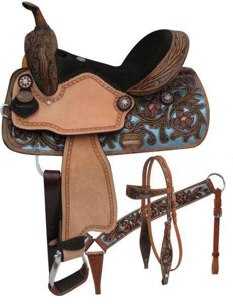 Double T Double T Barrel Style Saddle Set With Metallic Painted Tooling