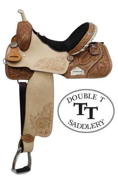 Double T Double T Floral Embossed Suede Barrel Saddle